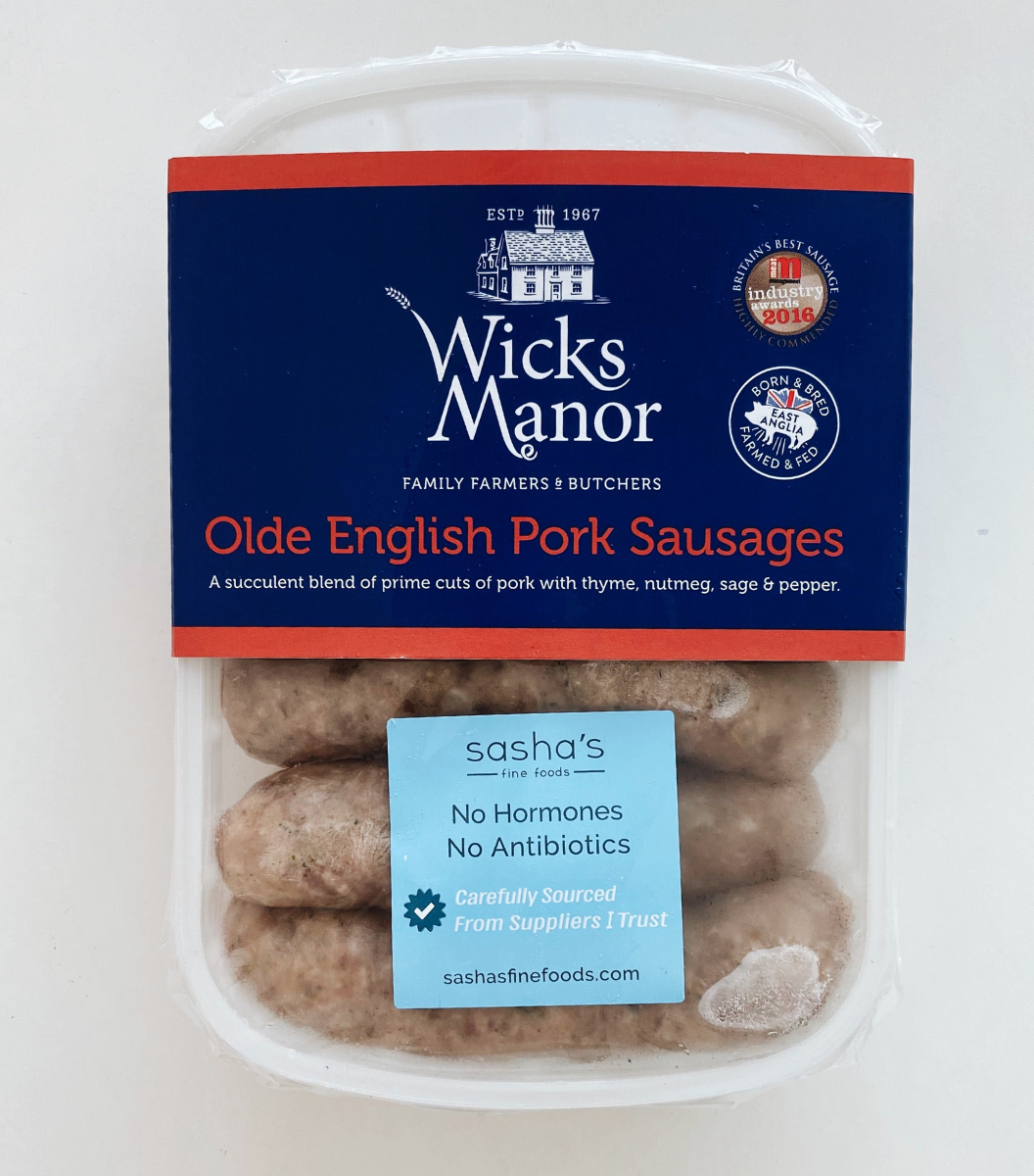 Pack of Wicks Manor Olde English Pork Sausages | Sasha's Fine Foods Online Grocery in Singapore